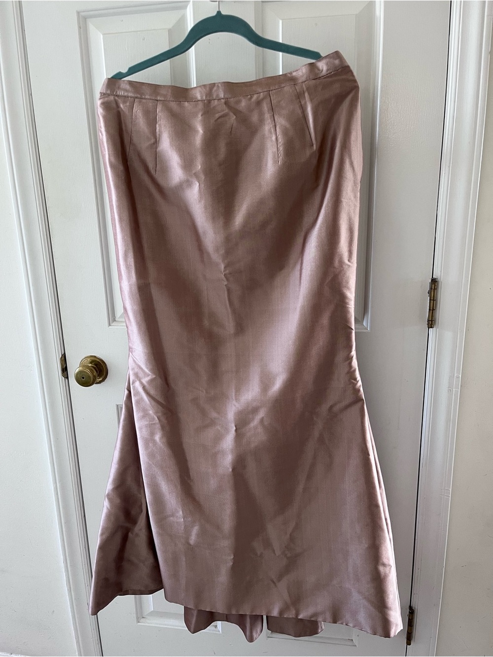 Marisa Baratelli Thai Silk Maxi Skirt 16 Formal Taupe Blush Fit Flare Wedding